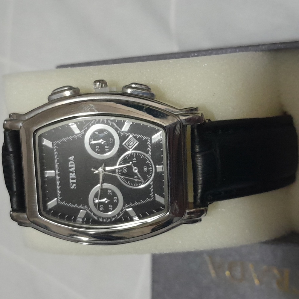 Strada Silver and Black Men's Watch